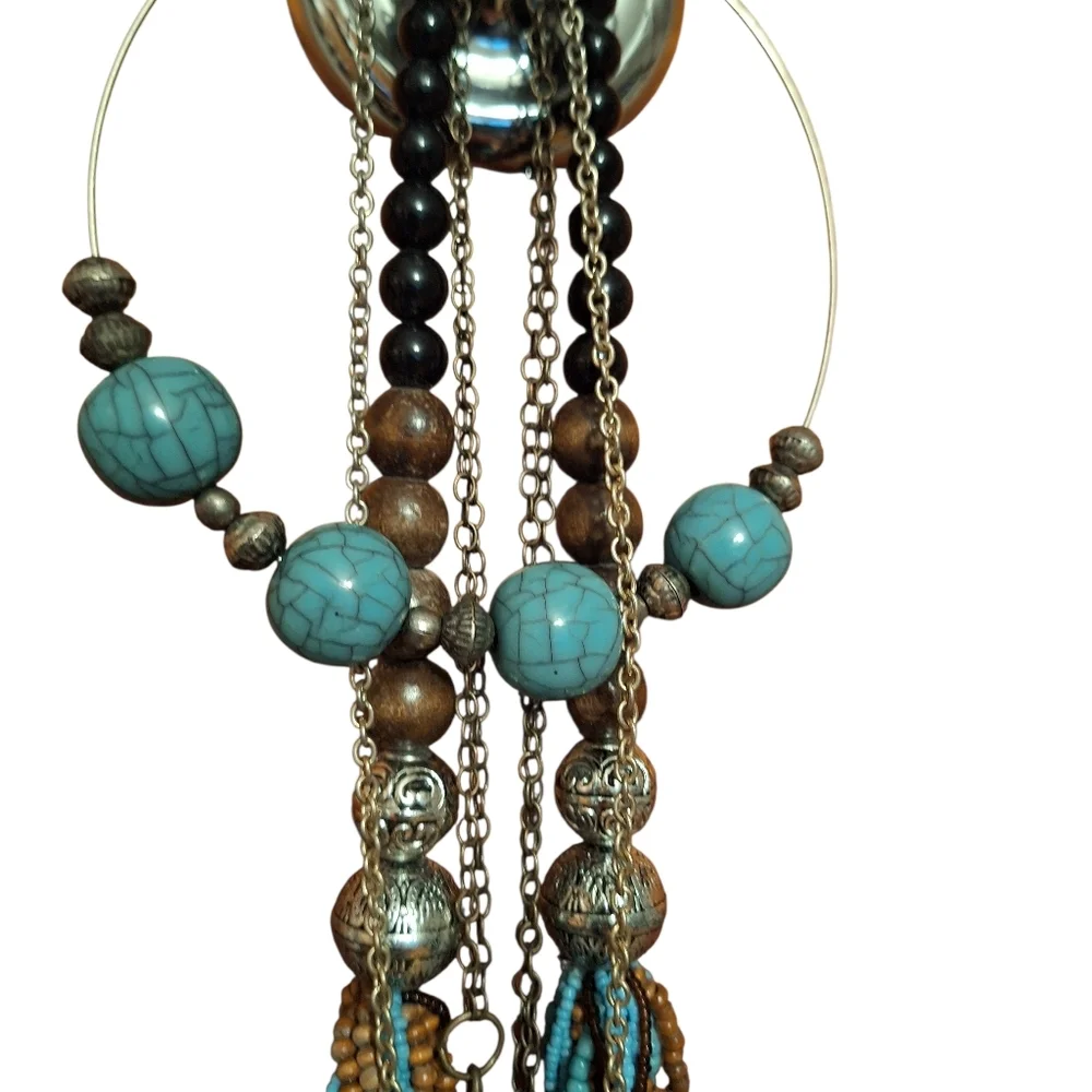 Turquoise & Silver Necklace Bundle Custom Boho Layering BEADS Hippie Coastal